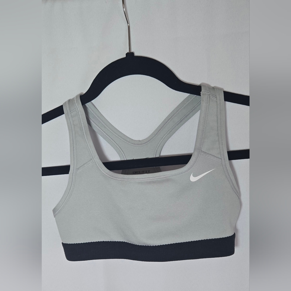 Nike Girl's Light Gray and Black Sports Bra